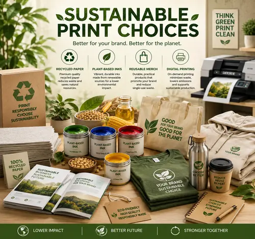 Sustainable Print Choices: Recycled Paper, Plant-Based Inks and Reusable Merch
