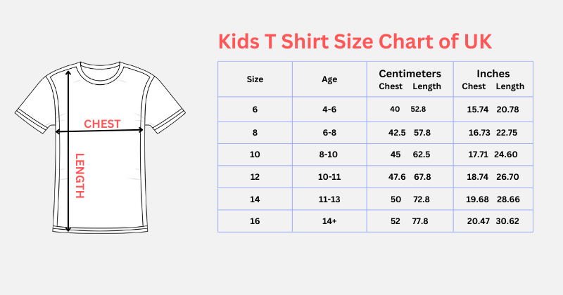 T Shirt Chest Size Chart Uk